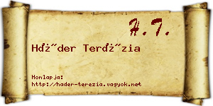 Háder Terézia névjegykártya